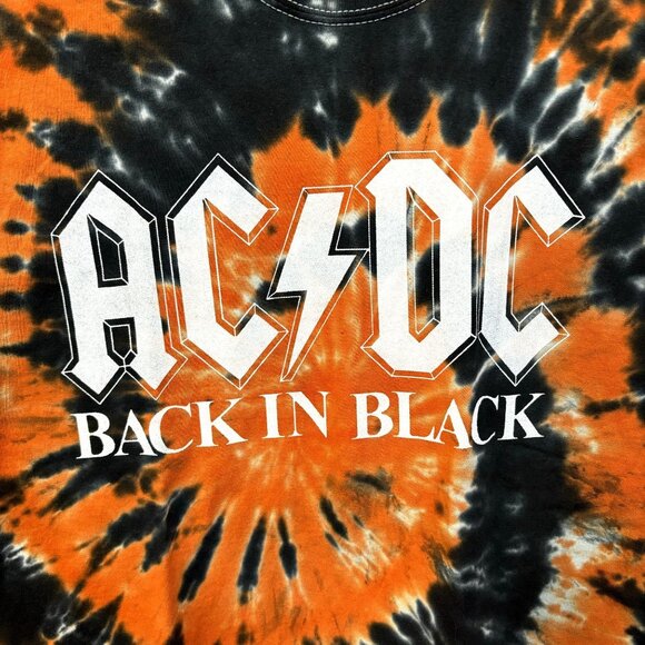 AC/DC Back in Black Spellout Heavy Metal Halloween Tie Dye Large - Picture 2 of 4